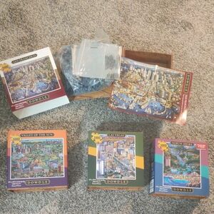 DOWDLE Price For 2 Jigsaw Puzzle Set - Colorful Cityscapes